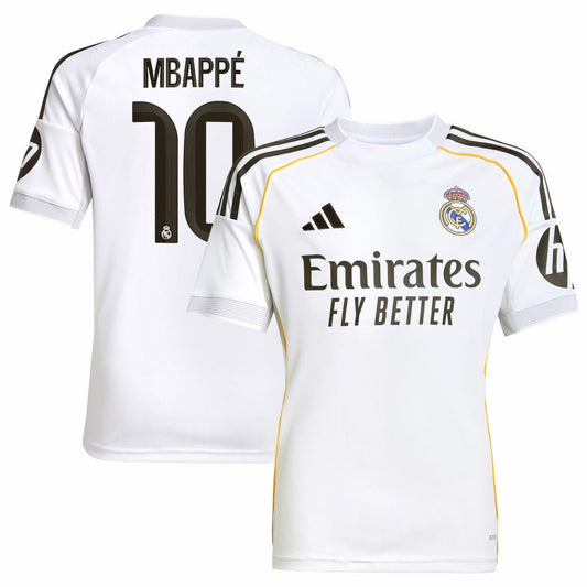 Kylian Mbappé Real Madrid Youth 2025/26 Home Replica Player Jersey - White | Adidas shop