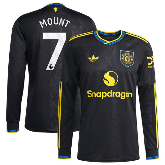 Mason Mount Manchester United 2025/26 Third Replica Long Sleeve Player Jersey - Black | Adidas outlet