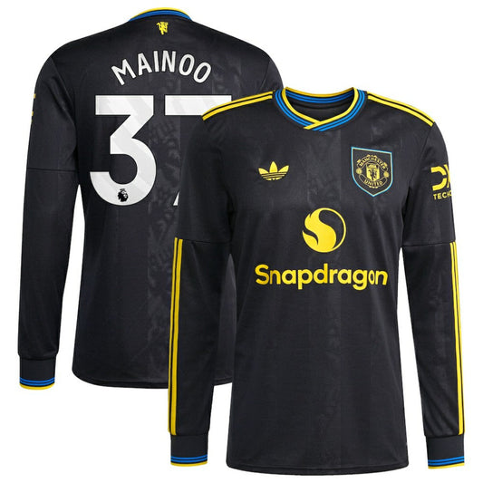 Kobbie Mainoo Manchester United 2025/26 Third Replica Long Sleeve Player Jersey - Black | Adidas for sale
