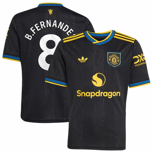 Bruno Fernandes Manchester United Youth 2025/26 Third Replica Player Jersey - Black | Adidas outlet