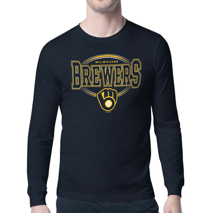 Milwaukee Brewers Starter Team Track Graphic Long Sleeve T-Shirt - Navy