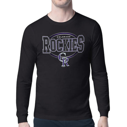 Colorado Rockies Starter Team Track Graphic Long Sleeve T-Shirt - Black
