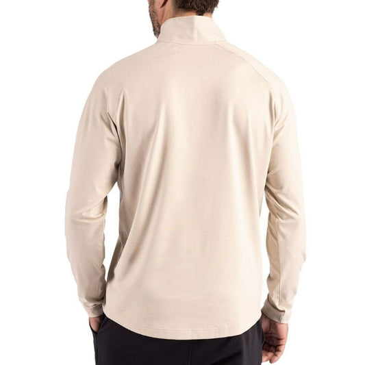 San Francisco 49ers Cutter & Buck Adapt Eco Knit Hybrid Recycled Quarter-Zip Jacket - Light Brown on sale