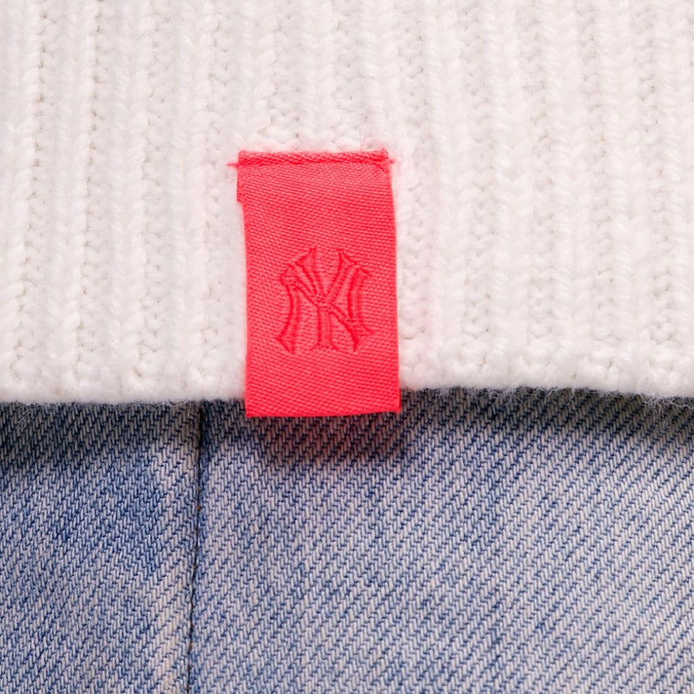New York Yankees Lusso Women's Shyla Knit V-Neck Full-Zip Sweater - Navy/White