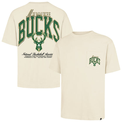 Milwaukee Bucks '47 Unisex Crossover Collection Foundation Pocket T-Shirt - Cream | 47 brand sale