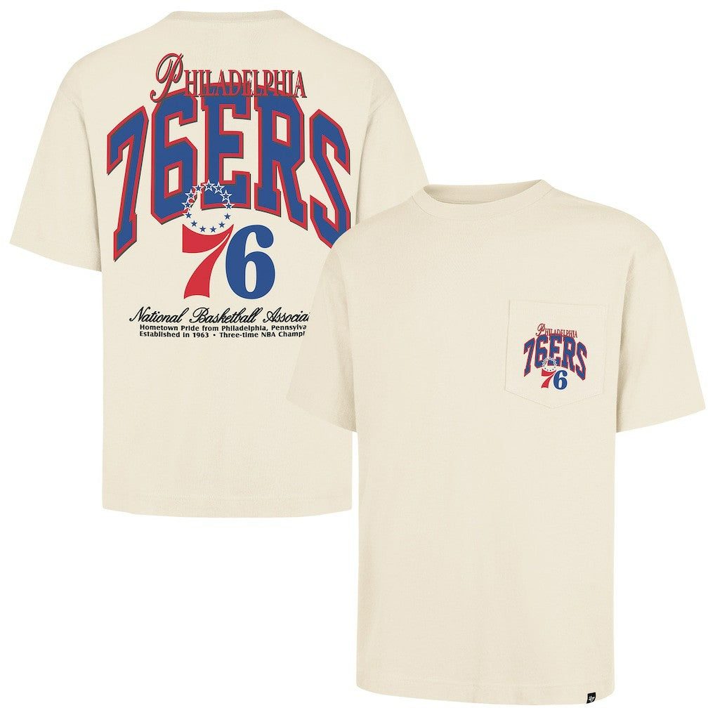 Philadelphia 76ers '47 Unisex Crossover Collection Foundation Pocket T-Shirt - Cream | 47 brand online