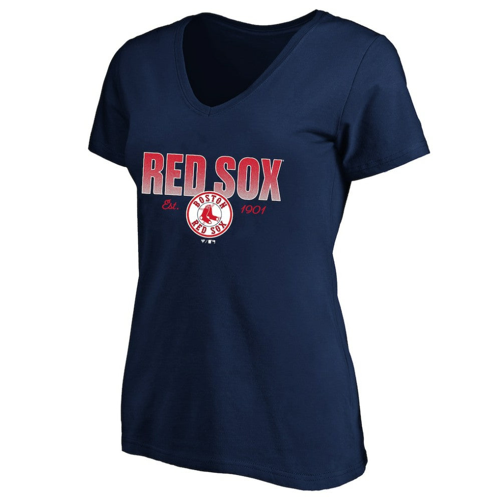 Boston Red Sox Profile Women's Plus Size Wordmark V-Neck T-Shirt - Navy