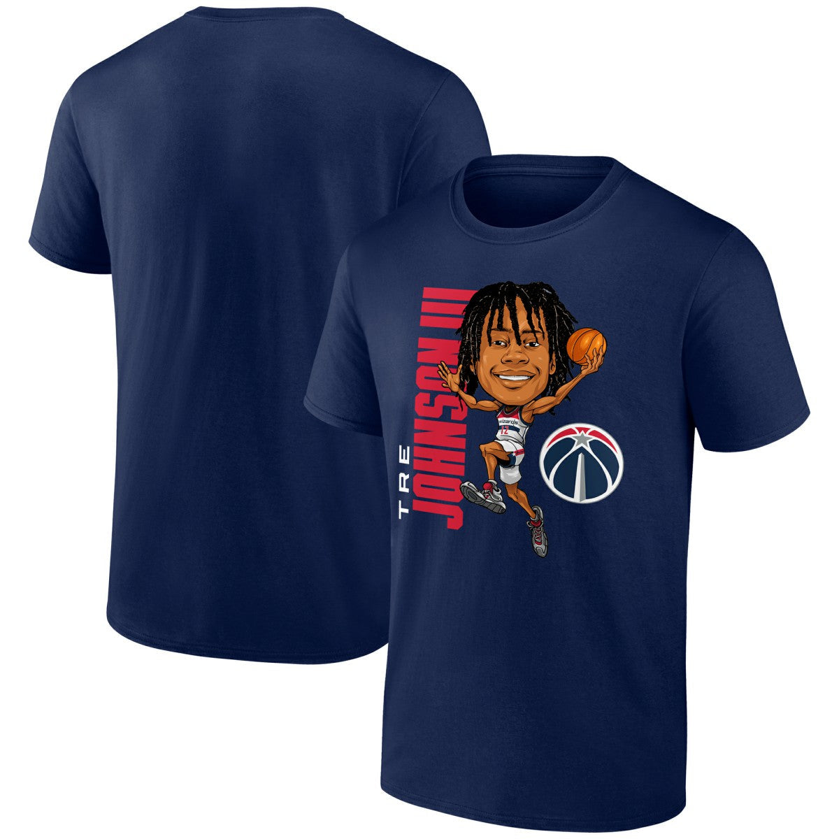 Tre Johnson III Washington Wizards Caricature T-Shirt - Navy for sale