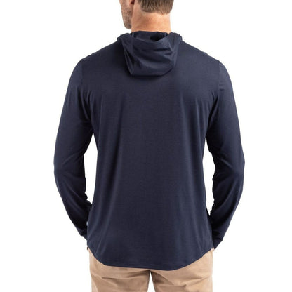 New England Patriots Cutter & Buck Coastline Epic Comfort Eco Recycled Long Sleeve Hoodie T-Shirt - Navy cheap