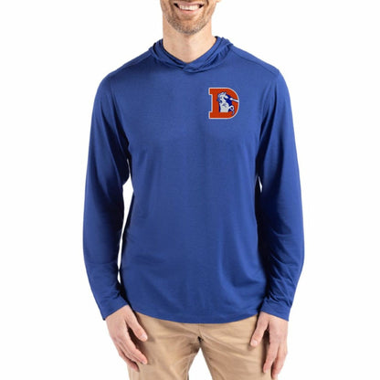 Denver Broncos Cutter & Buck Coastline Epic Comfort Eco Recycled Long Sleeve Hoodie T-Shirt - Blue discount