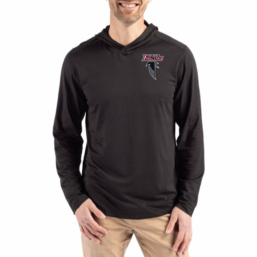 Atlanta Falcons Cutter & Buck Coastline Epic Comfort Eco Recycled Long Sleeve Hoodie T-Shirt - Black for sale