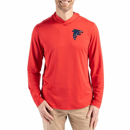 Atlanta Falcons Cutter & Buck Americana Coastline Epic Comfort Eco Recycled Long Sleeve Hoodie T-Shirt - Red on sale