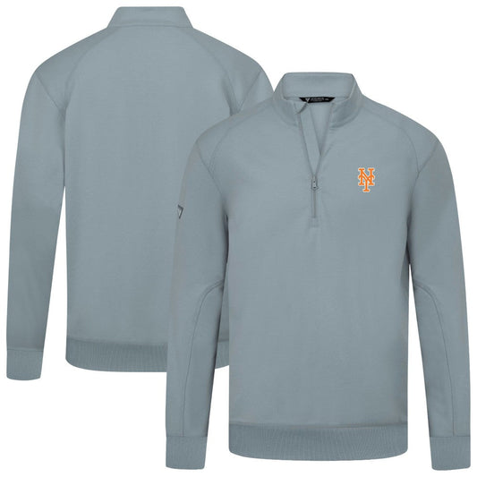 New York Mets Levelwear Upright Insignia Tri-Blend Quarter-Zip Pullover - Gray