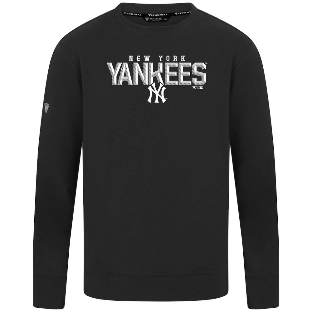 New York Yankees Levelwear Mandate Carve Tri-Blend Sweatshirt - Black