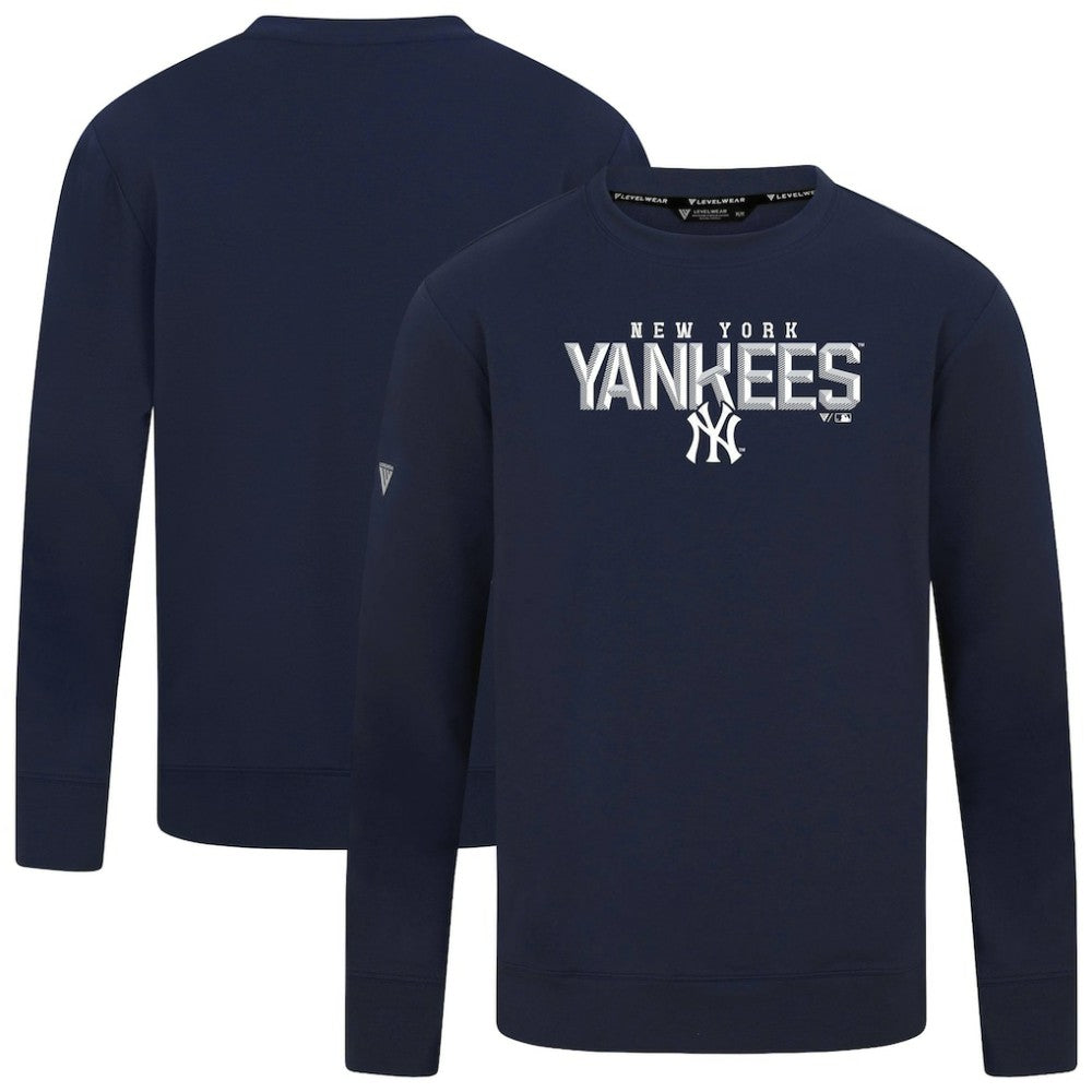 New York Yankees Levelwear Mandate Carve Tri-Blend Sweatshirt - Navy