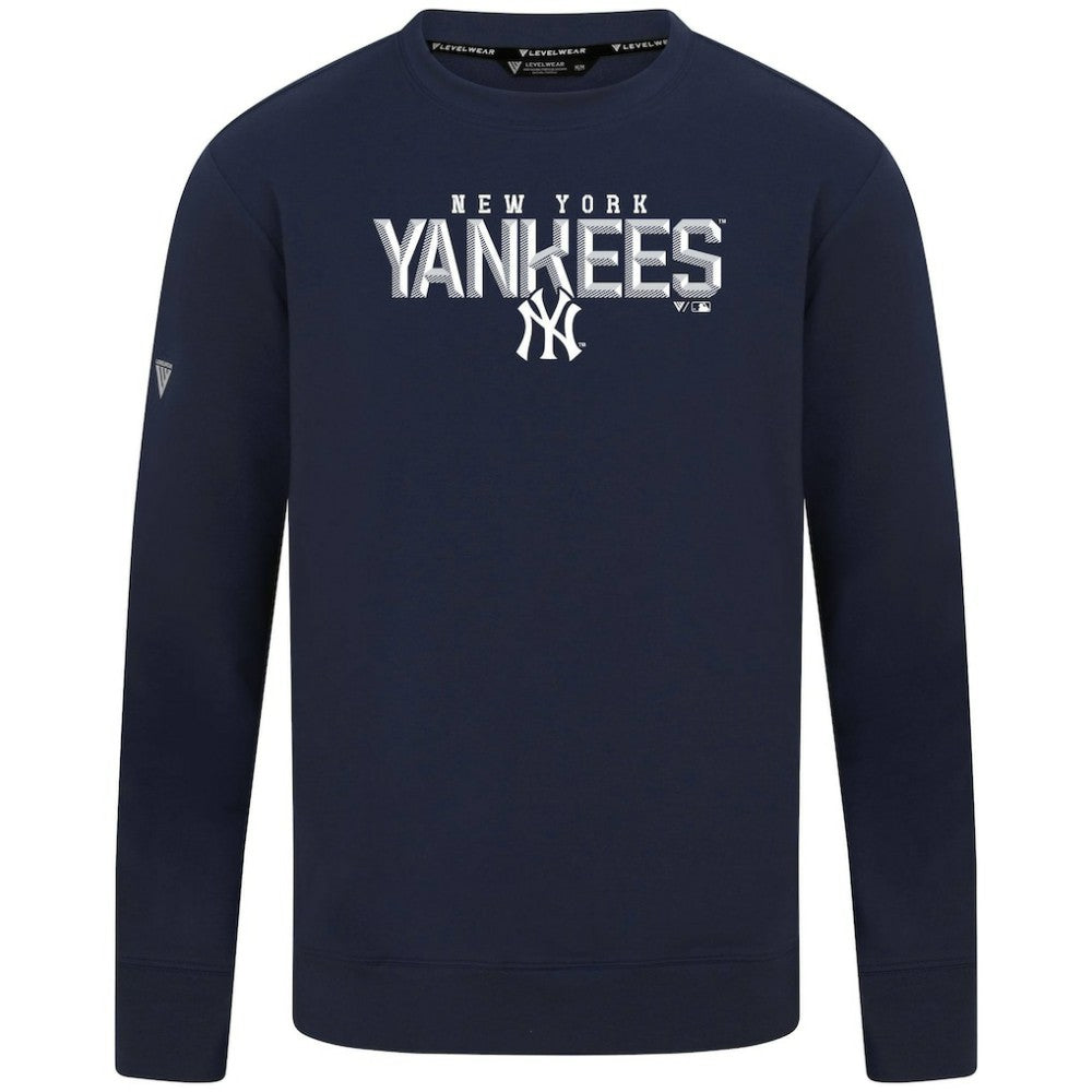 New York Yankees Levelwear Mandate Carve Tri-Blend Sweatshirt - Navy