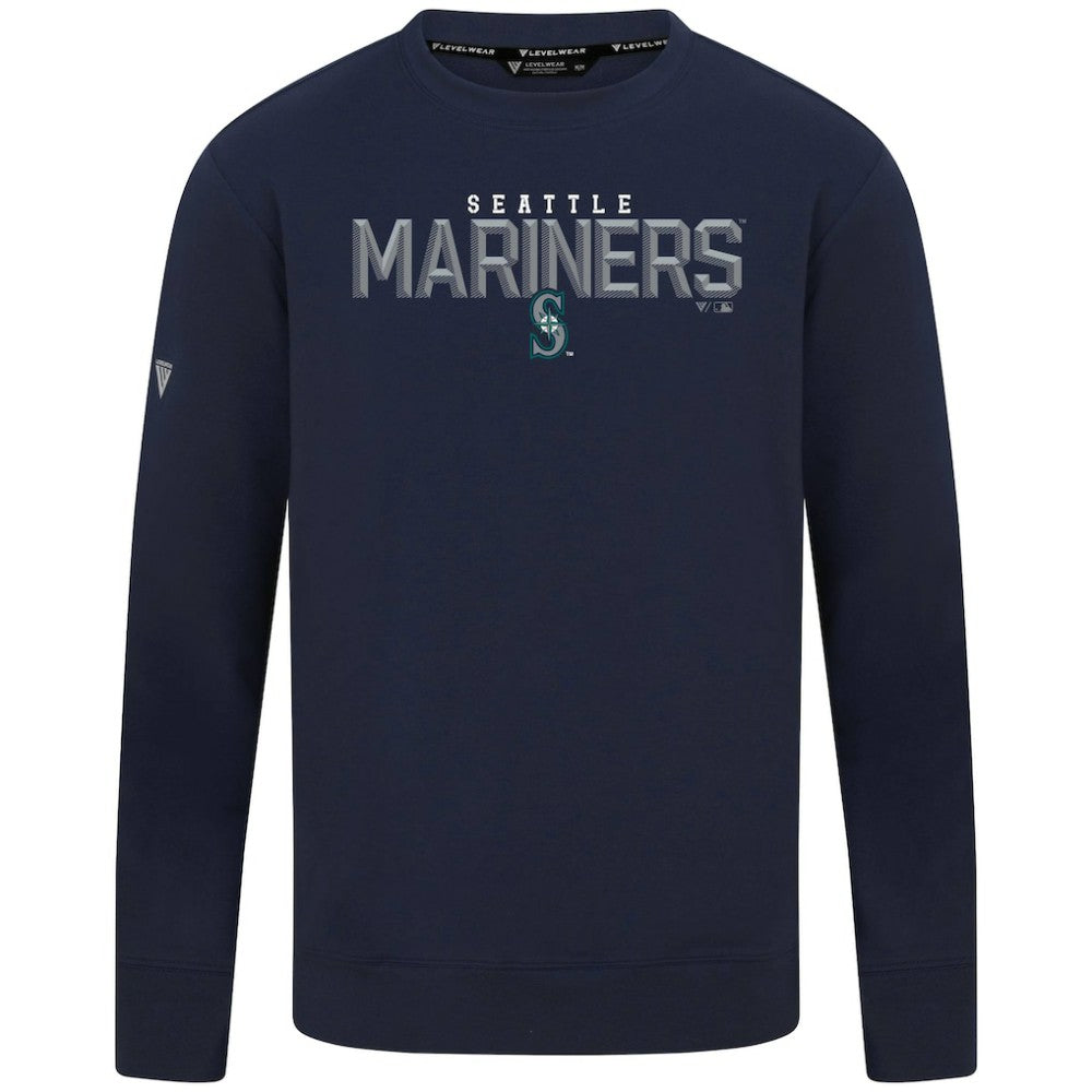Seattle Mariners Levelwear Mandate Carve Tri-Blend Sweatshirt - Navy