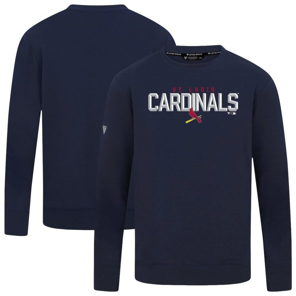 St. Louis Cardinals Levelwear Mandate Carve Tri-Blend Sweatshirt - Navy