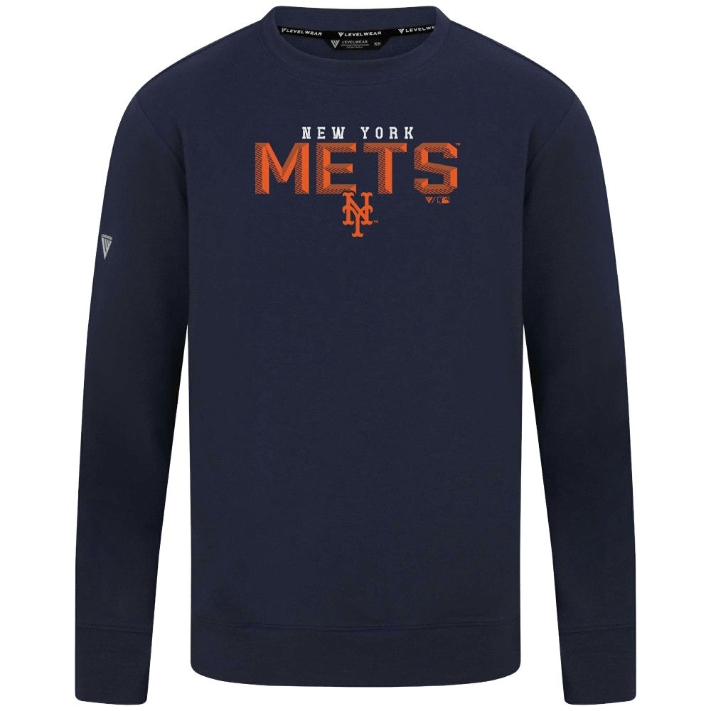 New York Mets Levelwear Mandate Carve Tri-Blend Sweatshirt - Navy