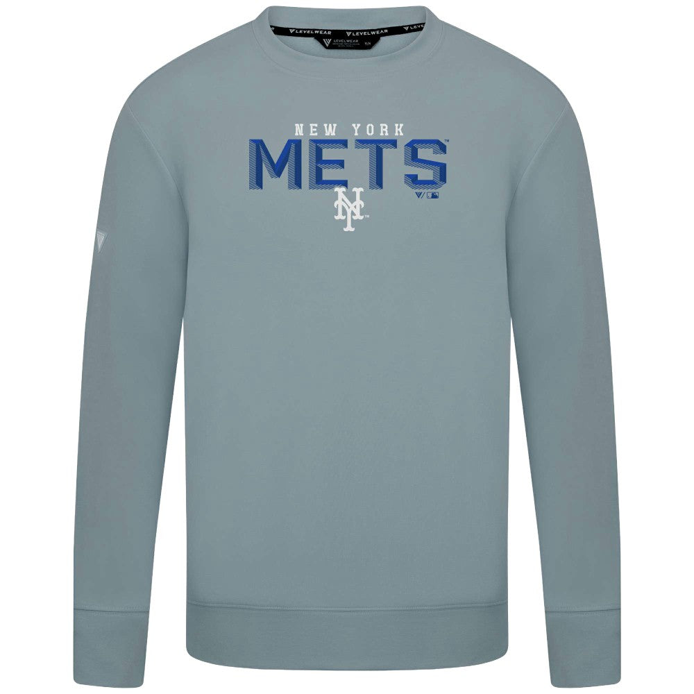 New York Mets Levelwear Mandate Carve Tri-Blend Sweatshirt - Gray