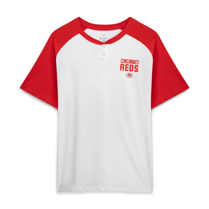 Elly De La Cruz Cincinnati Reds Profile Women's Plus Size Name & Number Raglan Henley T-Shirt - White