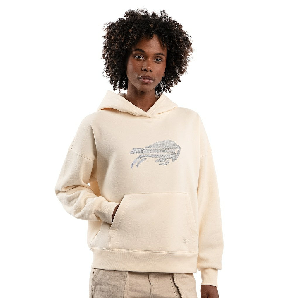Buffalo Bills Starter Women's Rhinestone Relaxed Hoodie - Cream on sale