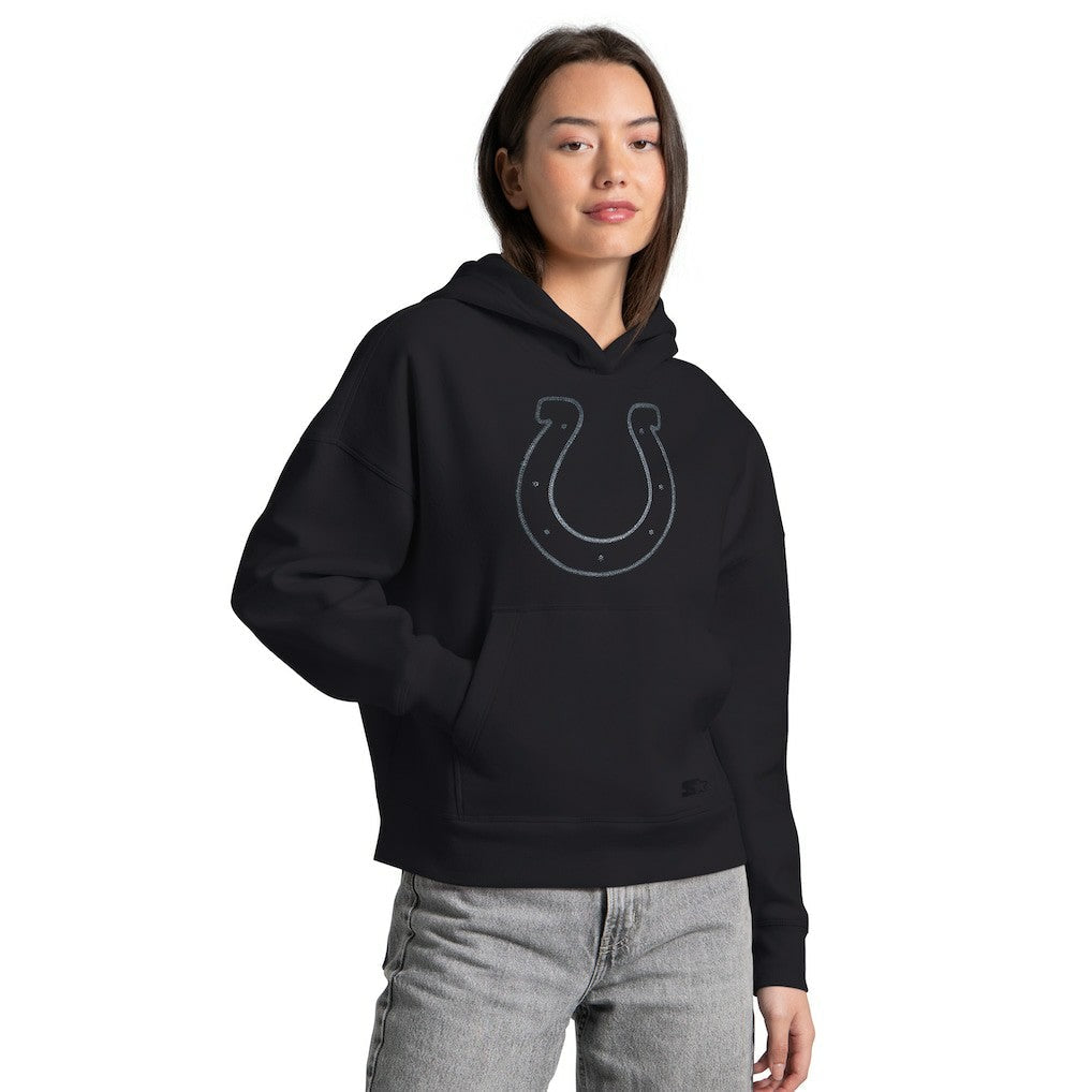 Indianapolis Colts Starter Women's Rhinestone Relaxed Hoodie - Black on sale