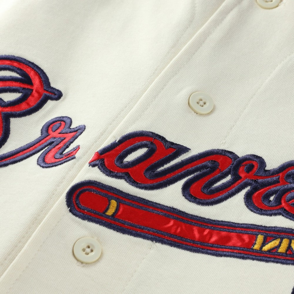 Atlanta Braves Profile Big & Tall Two-Color Fashion Jersey - Cream/Navy