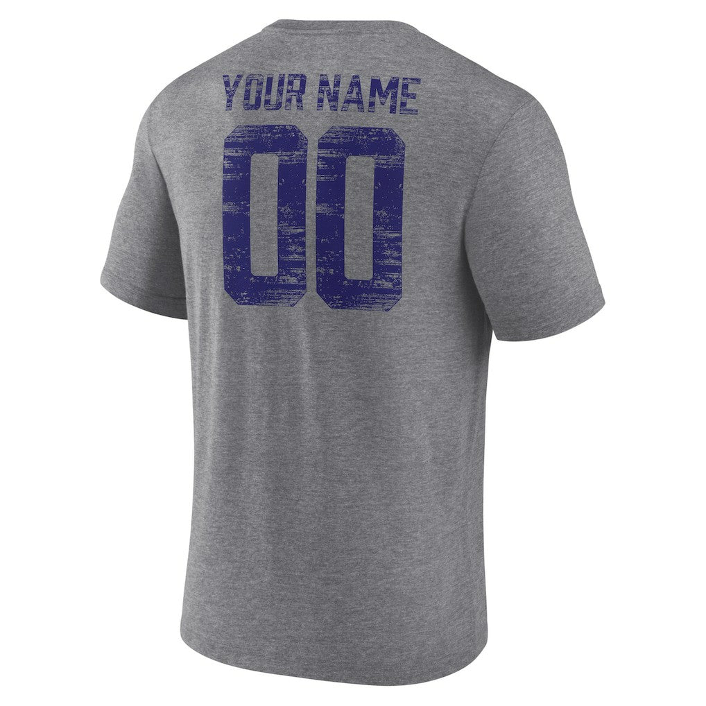 Baltimore Ravens Heritage Custom Name & Number Tri-Blend T-Shirt - Gray online