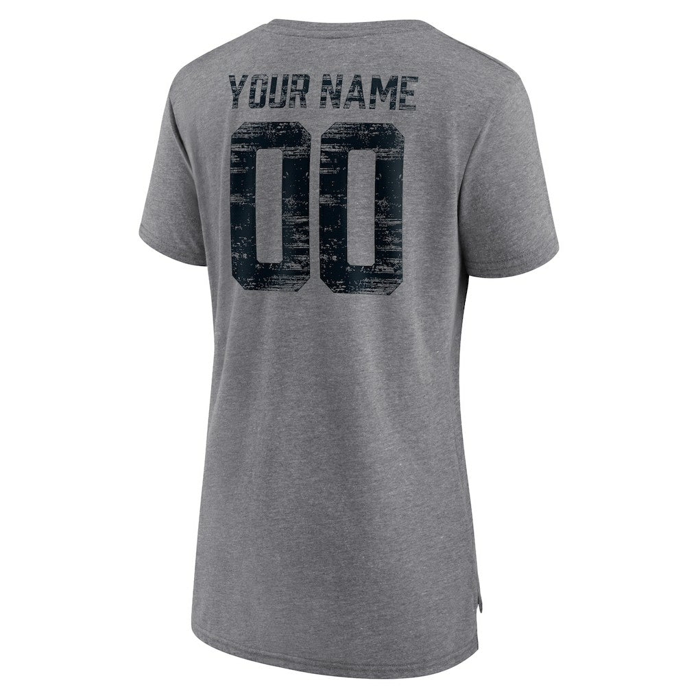 Carolina Panthers Women's Heritage Custom Name & Number Tri-Blend T-Shirt - Gray outlet