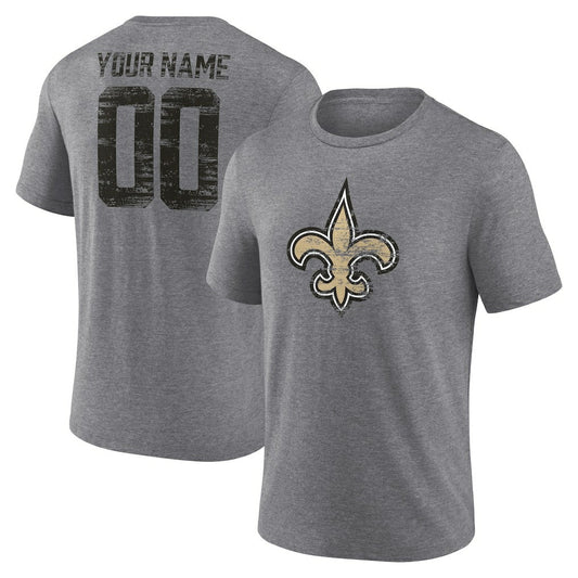 New Orleans Saints Heritage Custom Name & Number Tri-Blend T-Shirt - Gray sale
