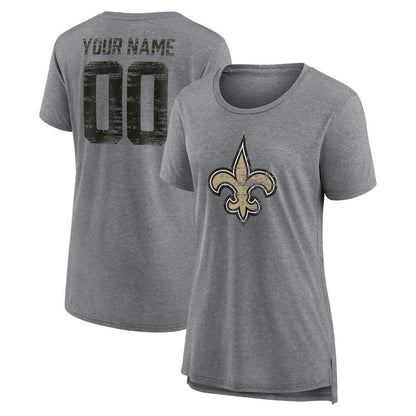 New Orleans Saints Women's Heritage Custom Name & Number Tri-Blend T-Shirt - Gray online