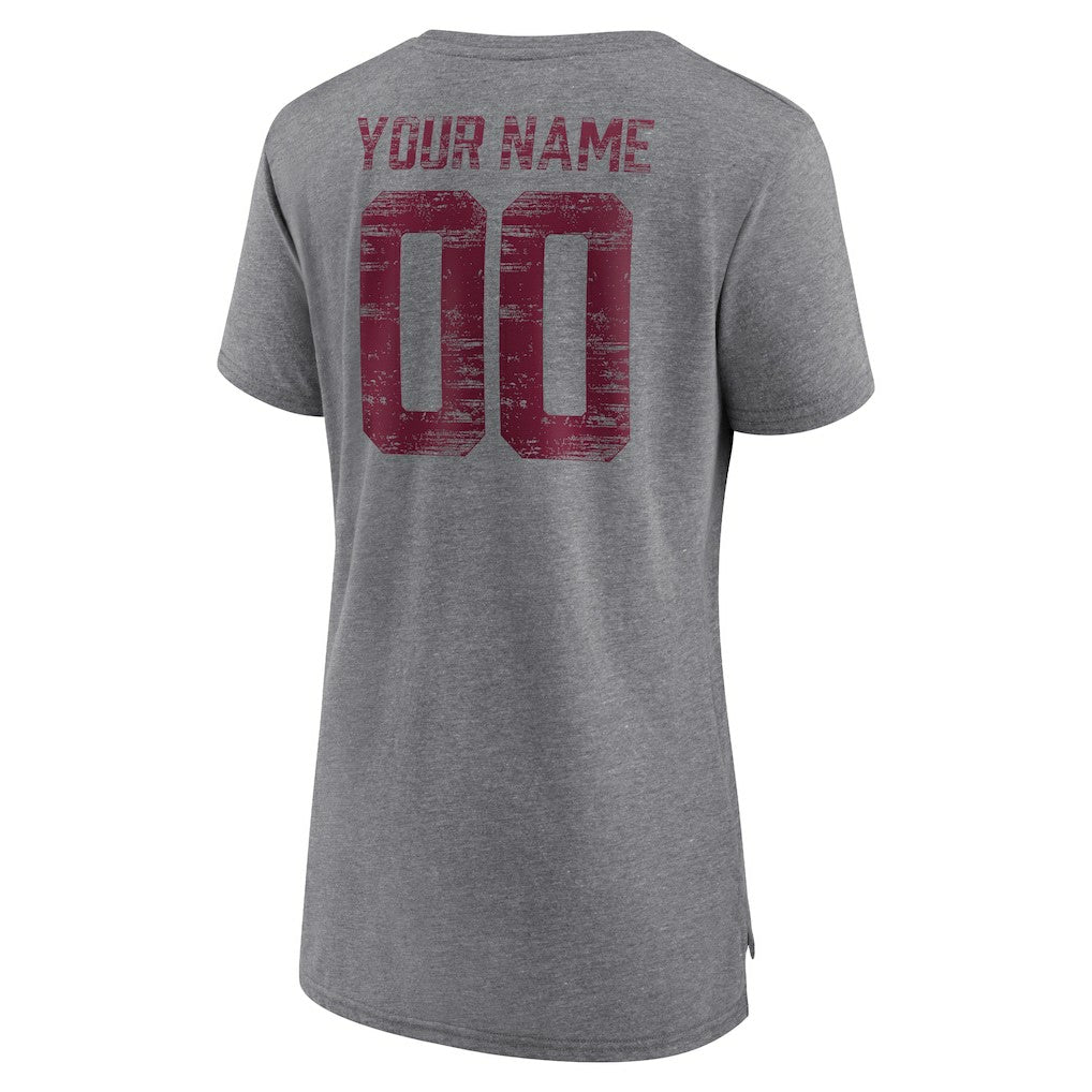 Washington Commanders Women's Heritage Custom Name & Number Tri-Blend T-Shirt - Gray on sale