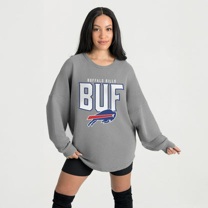 Buffalo Bills Gameday Couture Women's Oversized Pure Motion Corded Sweatshirt - Gray online