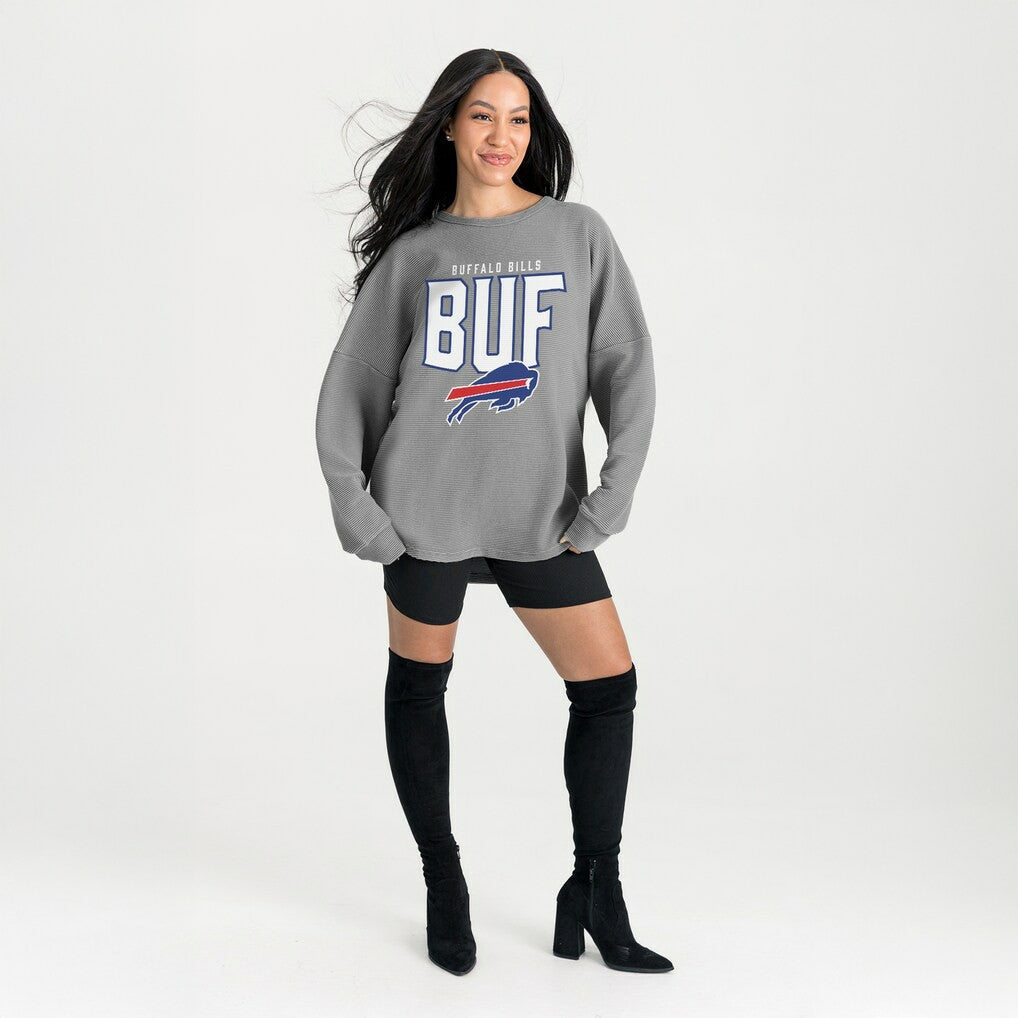 Buffalo Bills Gameday Couture Women's Oversized Pure Motion Corded Sweatshirt - Gray online