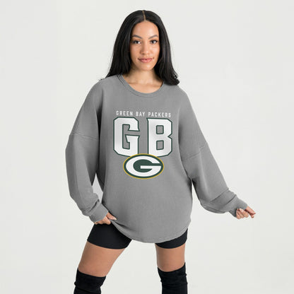 Green Bay Packers Gameday Couture Women's Oversized Pure Motion Corded Sweatshirt - Gray sale