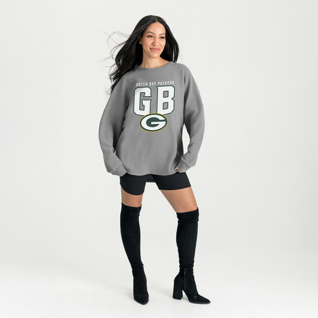 Green Bay Packers Gameday Couture Women's Oversized Pure Motion Corded Sweatshirt - Gray sale