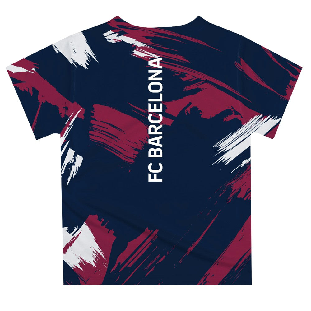 Barcelona Vive La Fete Youth Paint Brush T-Shirt - Navy cheap