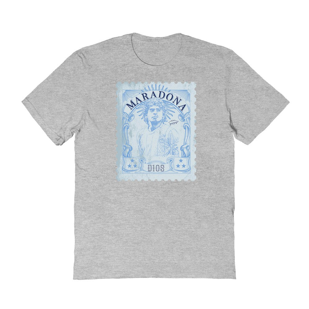 Diego Maradona Argentina National Team Vive La Fete Vintage Stamp T-Shirt - Gray cheap