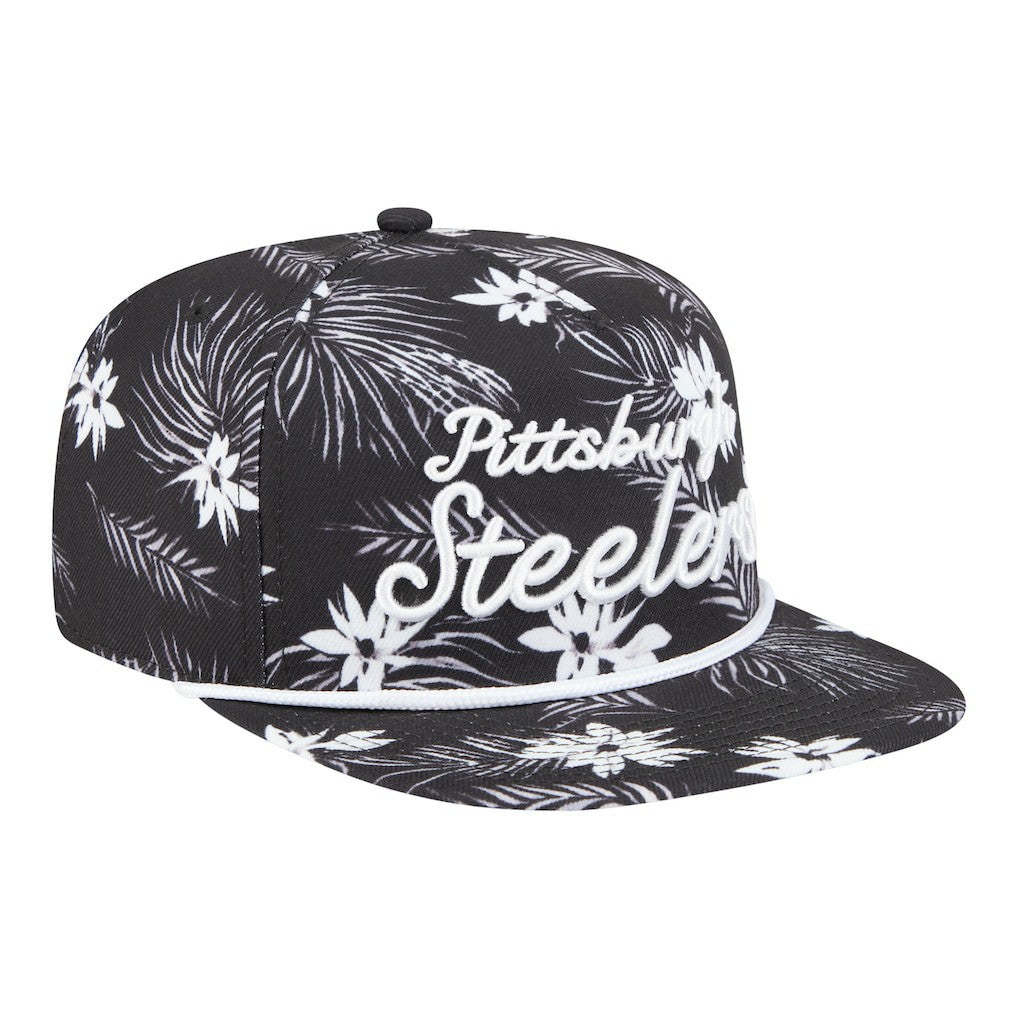 Pittsburgh Steelers New Era Palm Print A-Frame 9FIFTY Snapback Hat - Black on sale