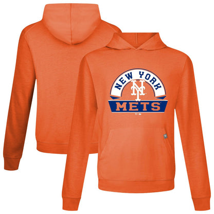 New York Mets Levelwear Relay Banner Arch Pullover Hoodie - Orange