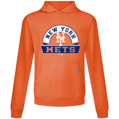 New York Mets Levelwear Relay Banner Arch Pullover Hoodie - Orange