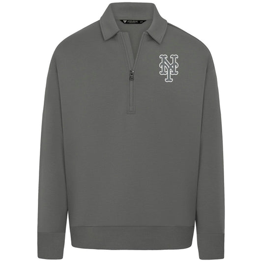New York Mets Levelwear Women's Canmore Chenille Logo Quarter-Zip Top - Stone
