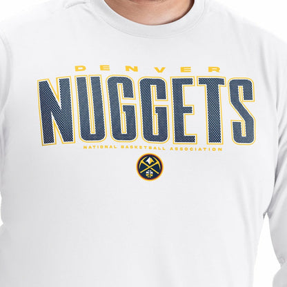 Denver Nuggets G-III Sports by Carl Banks Adaptive Printed Mesh Effect Long Sleeve T-Shirt sale - White for sale