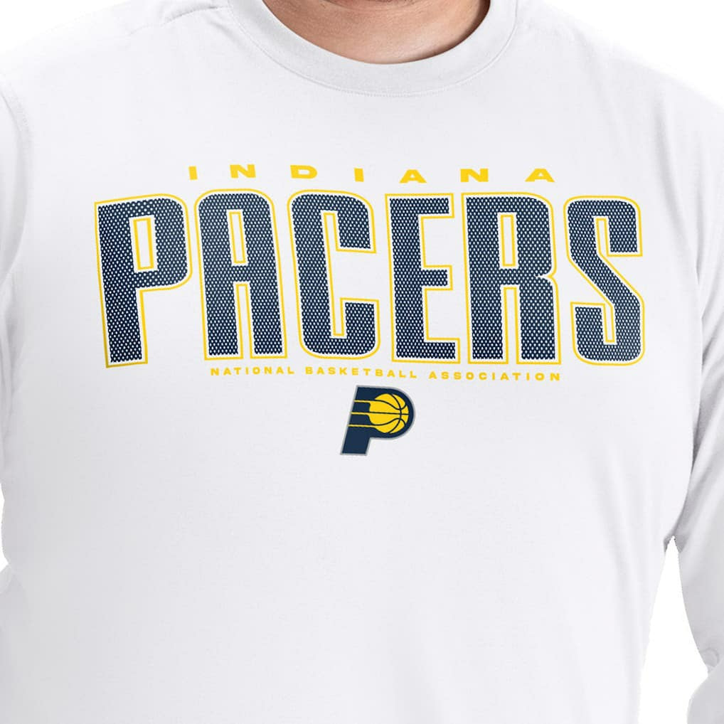 Indiana Pacers G-III Sports by Carl Banks Adaptive Printed Mesh Effect Long Sleeve T-Shirt - White cheap