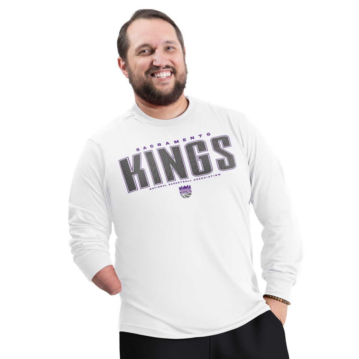 Sacramento Kings G-III Sports by Carl Banks Adaptive Printed Mesh Effect Long Sleeve T-Shirt - White shop