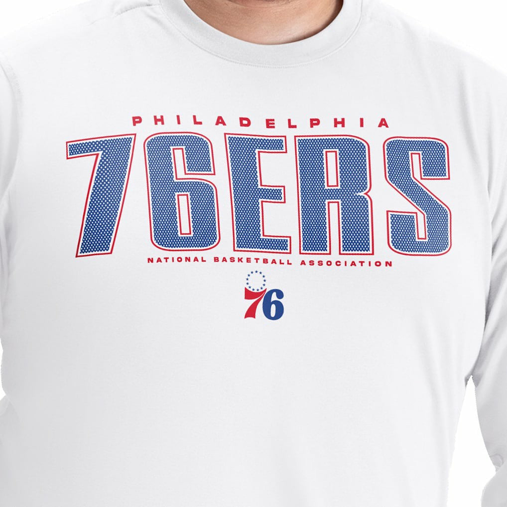 Philadelphia 76ers G-III Sports by Carl Banks Adaptive Printed Mesh Effect Long Sleeve T-Shirt - White cheap