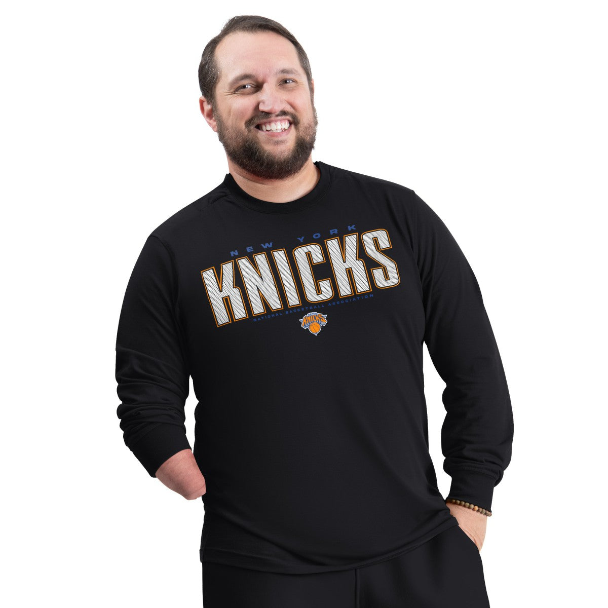 New York Knicks G-III Sports by Carl Banks Adaptive Printed Mesh Effect Long Sleeve T-Shirt - Black for sale