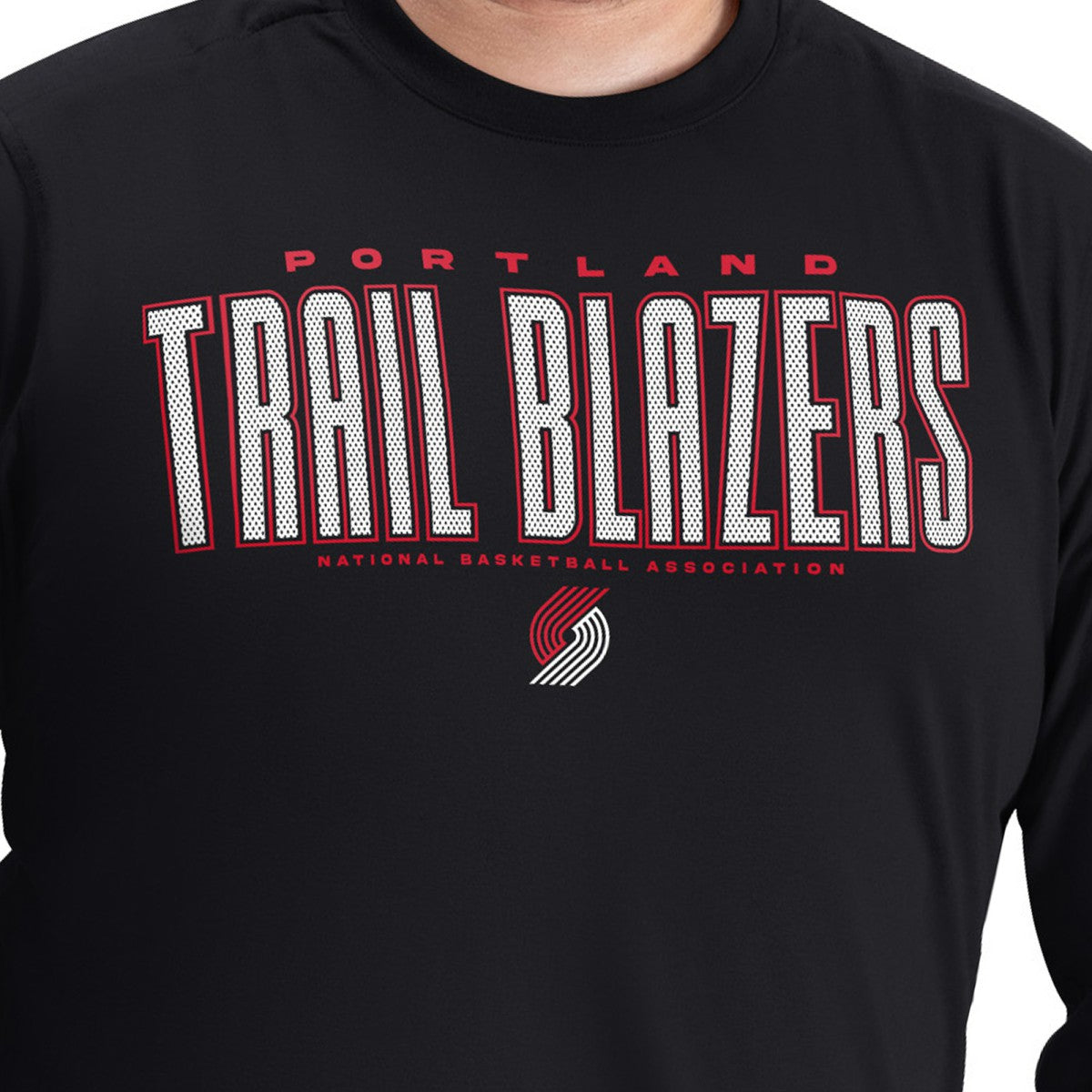 Portland Trail Blazers G-III Sports by Carl Banks Adaptive Printed Mesh Effect Long Sleeve T-Shirt - Black shop