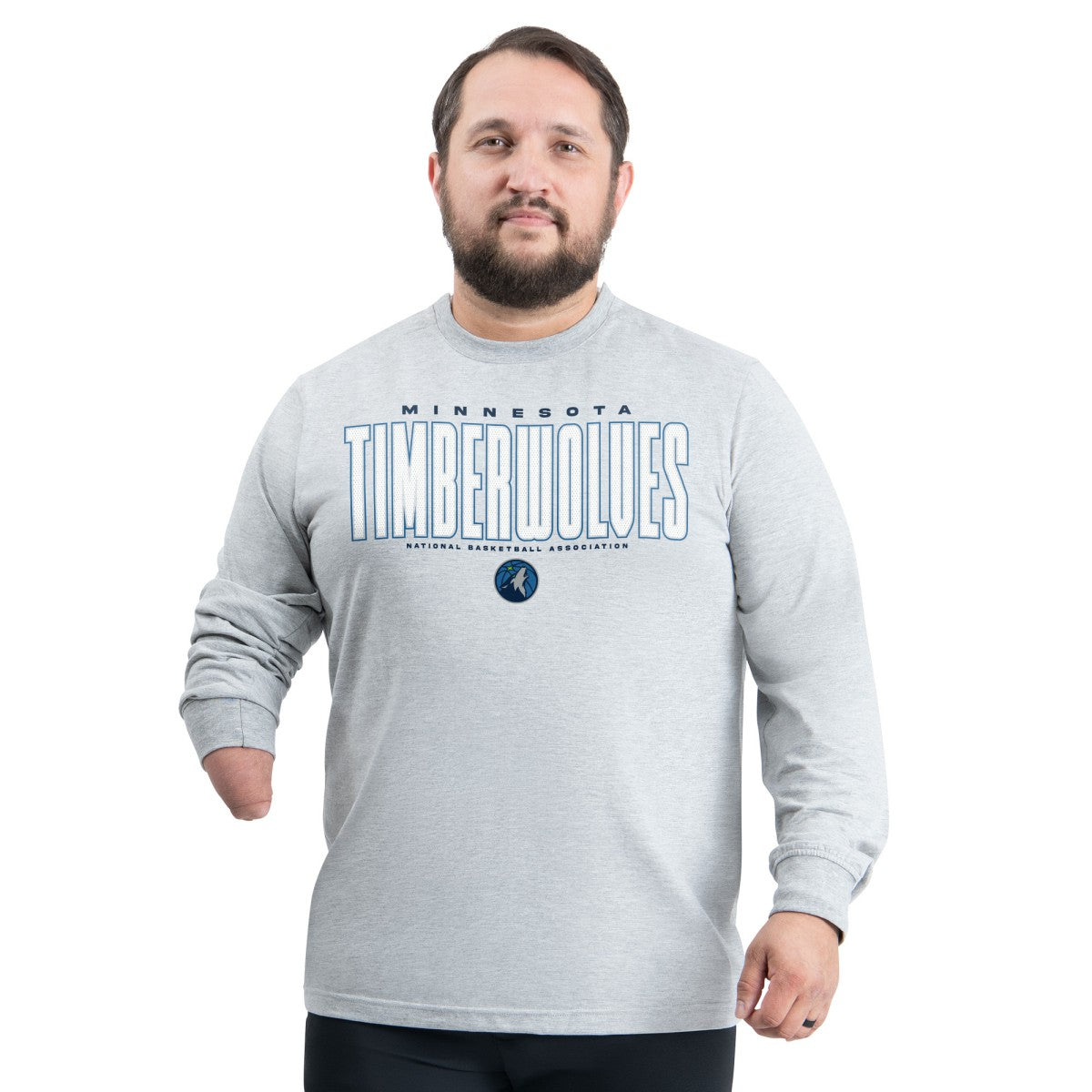 Minnesota Timberwolves G-III Sports by Carl Banks Adaptive Printed Mesh Effect Long Sleeve T-Shirt - Gray for sale